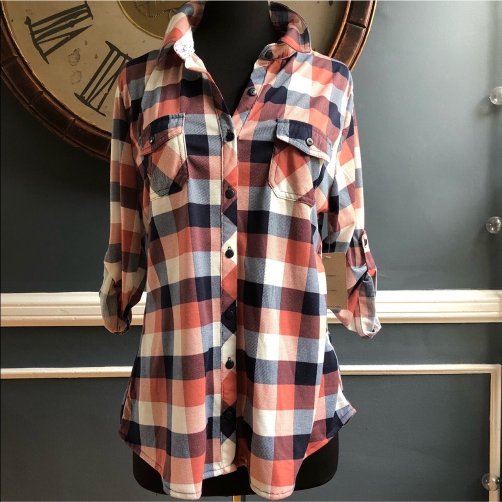 Checkered Button Down Top